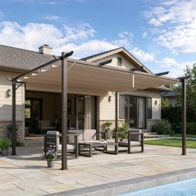 Aluminum Patio Pergola 10' X 13' with Retractable Canopy Outdoor Shade Shelter for Backyard Porch Garden Grill - Perfect for Parties