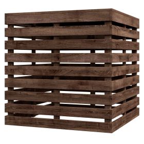 2-in-1 Outdoor Umbrella Base Storage Box, Wooden Patio Coffee Table, Brown
