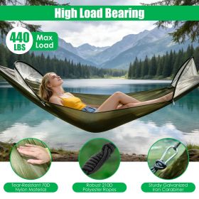 3-in-1 Camping Hammock with Automatic Pop-Up Mosquito Net, Lightweight 70D Nylon Portable Hammock Supports 440lbs