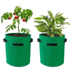 2 Pack Plant Growing Bags Potato Vegetable Planter Bags Breathable Planting Fabric Pots w/ Harvest Window 10Gallons (Color: Green, size: 5 Gallon)
